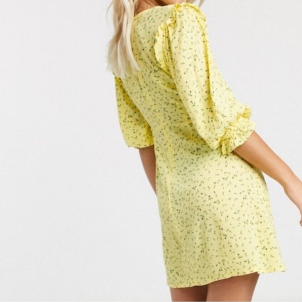 Edwina Mini Dress Faithfull The Brand Color: La Fica Floral (Yellow) View 4